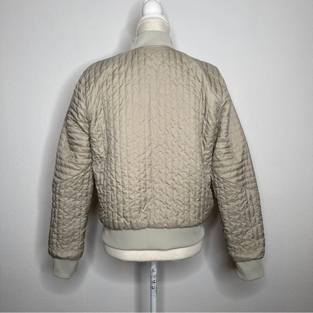 Lululemon Non Stop Bomber Jacket Raw Linen Reversible Quilted Nylon Size 10